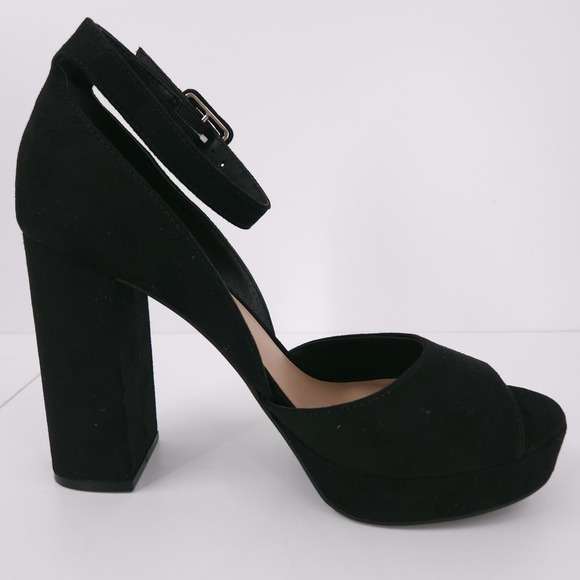 Wild Pair Reemaa Black Wedge Ankle Strap Open Toe Block Heels Womens 7.5 M - Picture 14 of 16